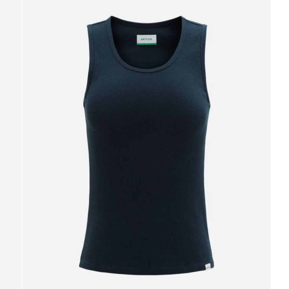 NWT VALLIER Cotton Blend Monti Rib Tank Top - M - Dark Navy